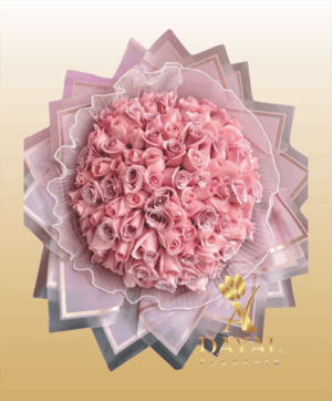 Ramo Buchón Especial con 100 Rosas de Color Pastel y Fina Envoltura