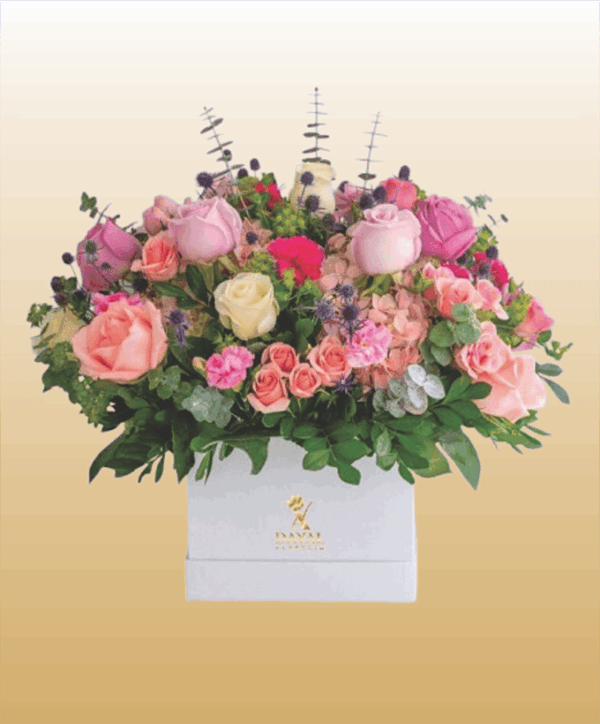 21 Box Blanco con Rosas, Flores y Claveles