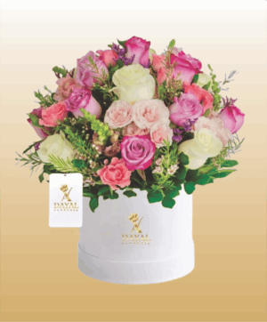 29 Box con Rosas Color Pastel y Flores Variadas