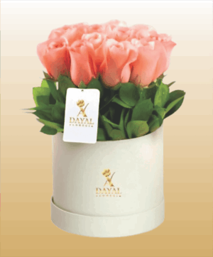 Box con 12 Rosas Rosadas mas fino Follaje